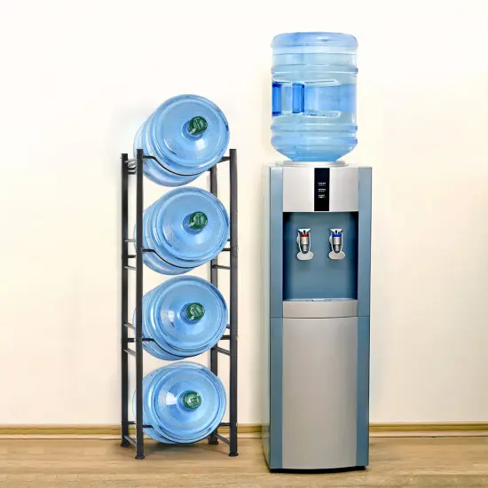 4-Tier Water Jug Rack, 5 Gallon Detachable Water Bottle Holder for Kitchen, Office, Home, Black {5}