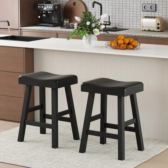 24 Inches Counter Height Stools Set of 2 with Footrest for Restaurant Cafe Pub-Black {2}