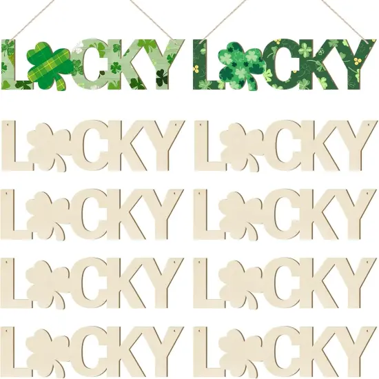 Large Size 7inch Wooden Lucky Ornaments to Paint, Wooden Shamrock St. Patrick's Day Cutouts DIY Blank Unfinished Round Spring Irish Wood Discs Ornament for Crafts Hanging Decorations 10PCS {1}