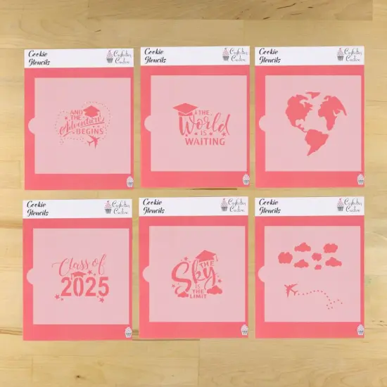 Adventure Graduation 6 Piece Cookie Stencil Set {1}