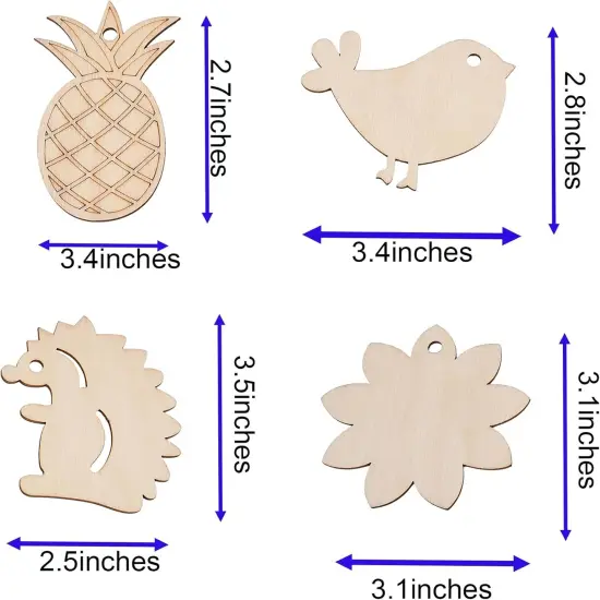 70PCS Pastoral Unfinished Blank Wooden Cutouts Craft for Kids,Suit for Children's Painting DIY Room Decoration Gift Giving Surprise (70 Pastoral) {5}