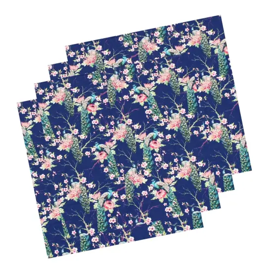 Peacocks on Branches Printed Spandex Fabric {7}