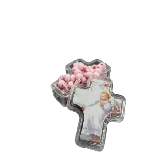 12 Party Favor Catholic Gifts with Gift Box Blue Rosary Beads Necklace Baptism {1}