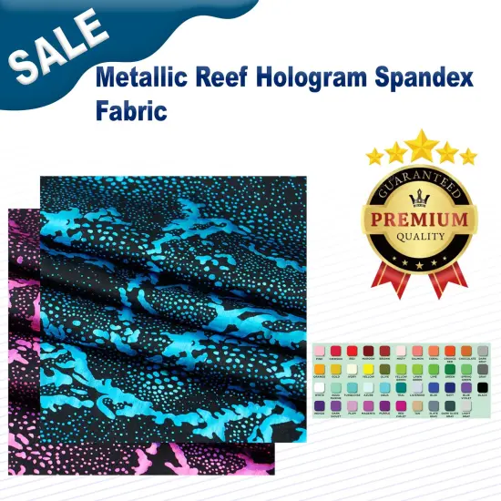 Metallic Reef Hologram Spandex Fabric Black/Fuchsia {2}