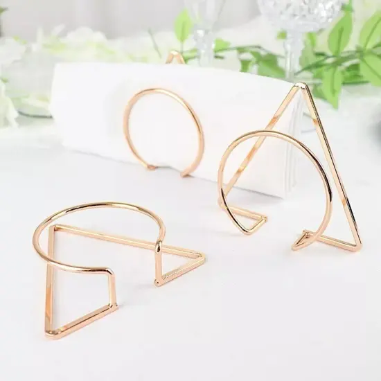4 Gold Metallic Geometric Circle Triangle Dinner NAPKIN RINGS Party Decorations {4}