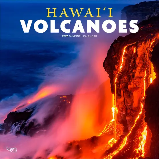 Hawaii Volcanoes | 2026 12 x 24 Inch (Hanging) Monthly Square Wall Calendar | Plastic-Free {1}