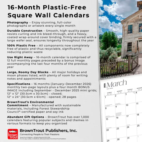 Big Sky Country | Montana Places | 2026 12 x 24 Inch (Hanging) Monthly Square Wall Calendar | Plastic-Free {6}