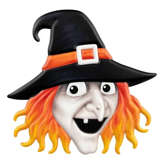 12" Metal Embossed Sign: Witch Head (Grey) {1}