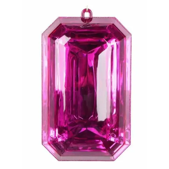 8" Acrylic Rectangle Jewel Ornament: Fuchsia {1}