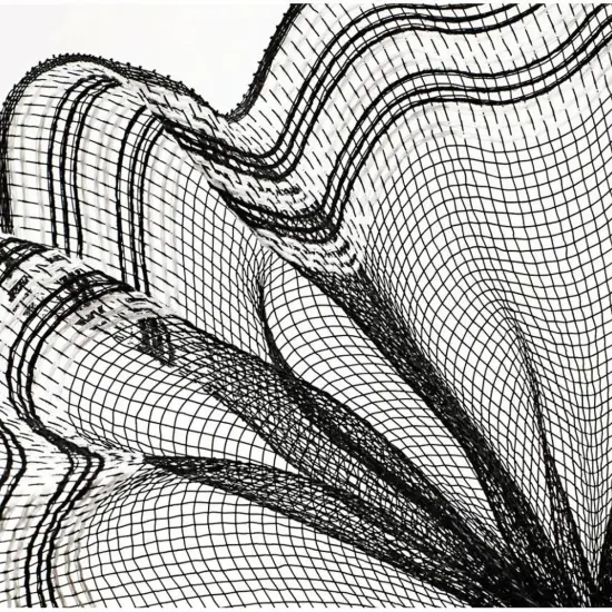 10.25" Border Stripe Faux Jute Mesh Ribbon: Black/White (10 Yards) {2}