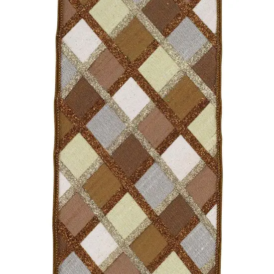 4in Diagonal Glitter Stripe Ribbon: Brown (5 Yards) {3}