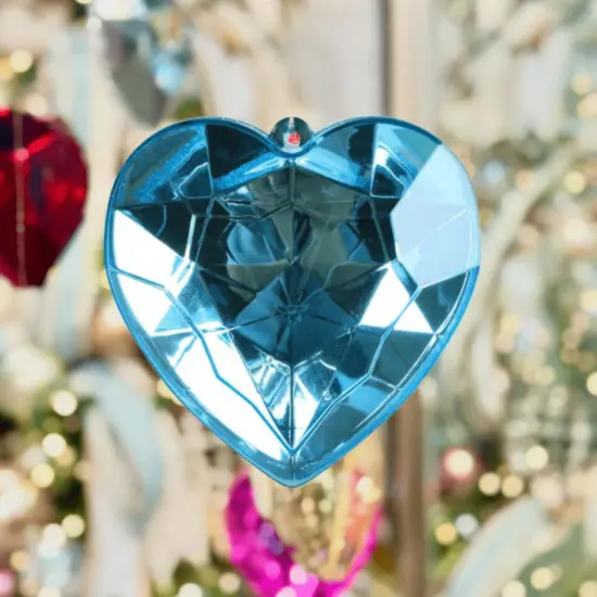 6" Acrylic Heart Jewel Ornament: Light Blue {2}