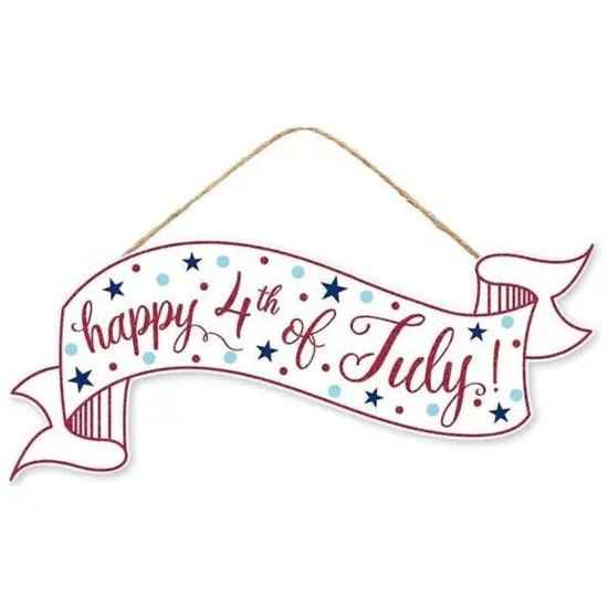 15" Wooden Banner Sign: Happy 4th of July {1}