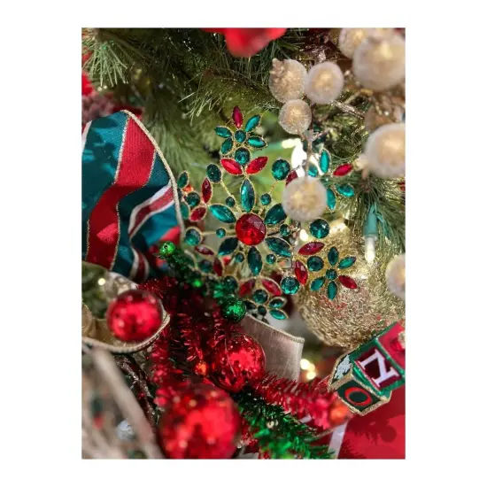 9.5" Jeweled Holly Wreath Ornament: Red/Green {3}