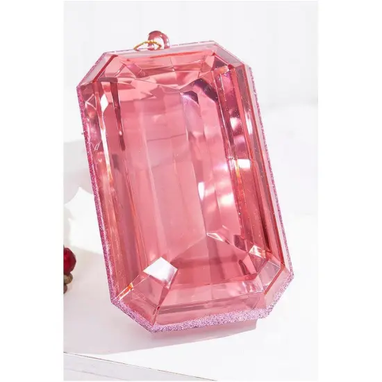 8" Acrylic Rectangle Jewel Ornament: Light Pink {3}