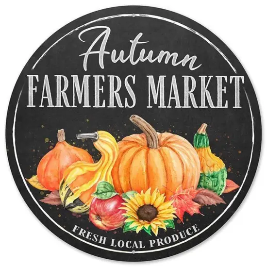 12" Metal Farmer's Market Sign: Autumn {1}
