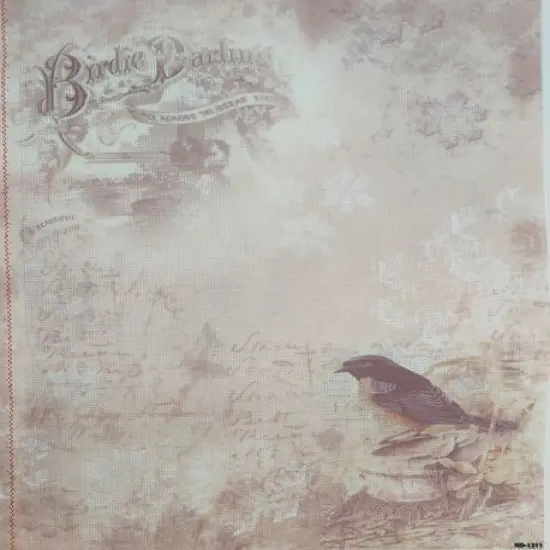 Birdsong Nostalgia Designer Printed AIDA Fabric. Canvas for embroidery with an applied backgroundKF-1311A {1}