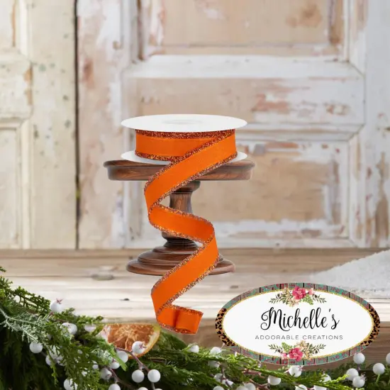 7/8" Fuzzy Edge Ribbon: Orange (10 Yards) {2}