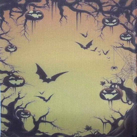 Spooky Hollow Designer Printed AIDA Fabric. Canvas for embroidery with an applied backgroundKF-1376A {1}