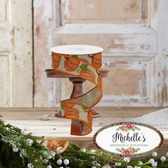 1.5" Pumpkin Patch Ribbon: Light Beige (10 Yards) {2}