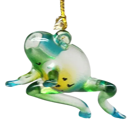 Playful Frog Glass Ornament {4}