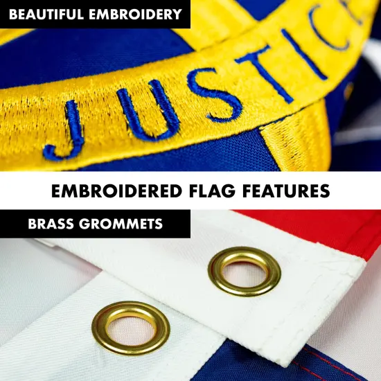 G128 - 6 Feet Tangle Free Spinning Flagpole (White) Georgia Flag Brass Grommets Embroidered 3x5 ft (Flag Included) Aluminum Flag Pole {4}