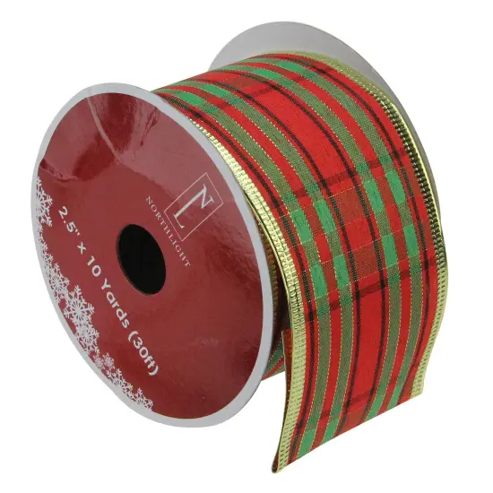 Northlight Pack of 12 Red and Green Striped Christmas Wired Craft Ribbons - 2.5" x 120 Yards {1}