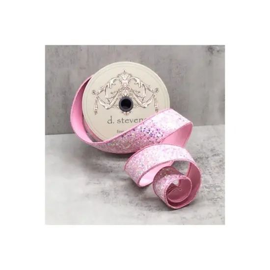 1.5" Sugar Plum Glitter Ribbon: Cotton Candy Pink (10 Yards) {1}