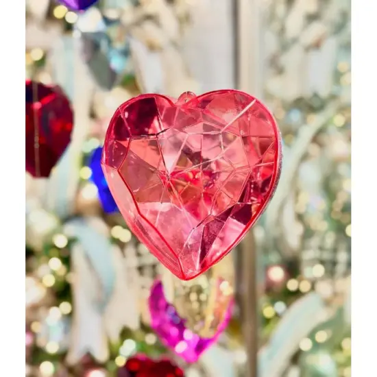 6" Acrylic Heart Jewel Ornament: Light Pink {2}