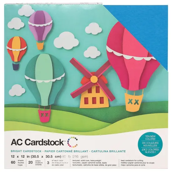 American Crafts Variety Cardstock Pack 12"X12" 60/Pkg-Brights {1}