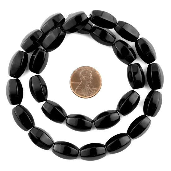 The Bead Chest Faceted Oval Onyx Beads (15x9mm) {2}