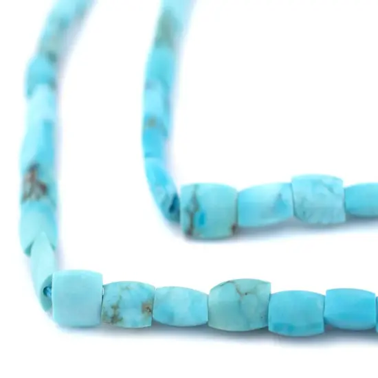 The Bead Chest Faceted Turquoise Stone Beads 4x3mm Afghanistan Blue Gemstone 16 Inch Strand {1}
