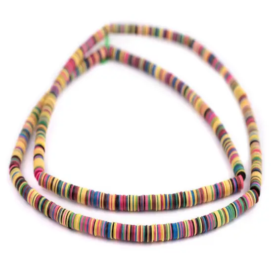 The Bead Chest Obogu Medley Vinyl Phono Record Beads 6mm Ghana African Multicolor Mixed 30 Inch Strand Handmade {3}