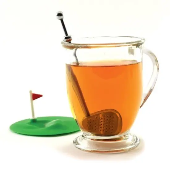 Norpro Stainless Steel Golf Tea Strainer with Cup Cover / Tea Catcher {2}