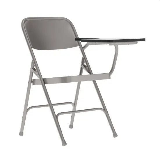 Emma and Oliver Premium Steel Folding Chair with Left Handed Tablet Arm - Event Chair Beige {2}
