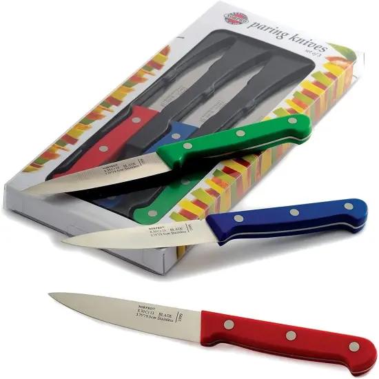 Norpro Stainless Steel Blade Heavy Duty Handle 3pc Garnishing / Paring Knife Set {4}