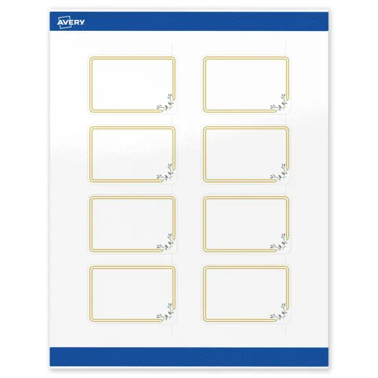 Avery Printable Rectangle Labels, Gold Double Border with Florals, 2" x 3", Glossy White Rectangle Labels, Permanent, Laser/Inkjet, 80ct, Great for Product Labels {1}