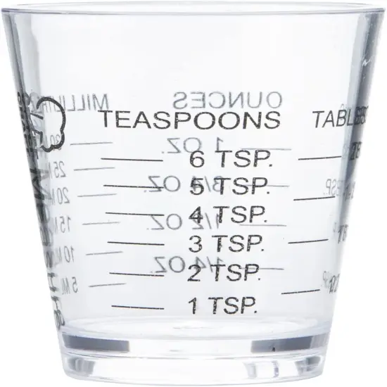 Chef Craft 1oz Plastic Measuring Cup Shot Glass Measurer - Measure in Oz, Tsp, Tbsp or mL {2}