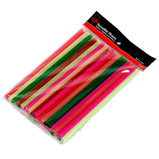 Chef Craft 50 Piece 8" Long Neon Milkshake / Smoothie Straws Set - Assorted Colors {2}