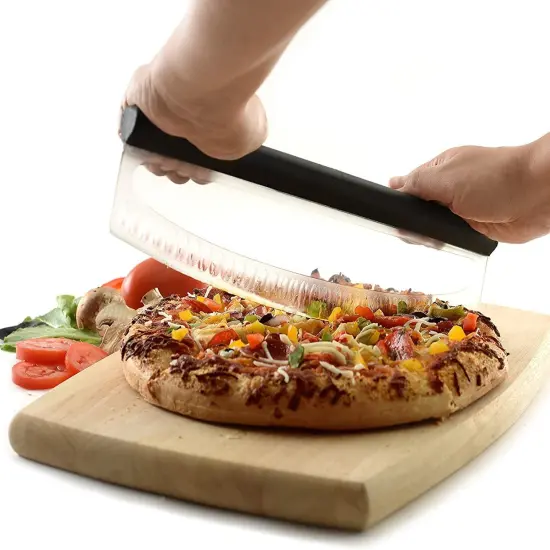 Norpro 13.75" Wide Grip-Ez Pizza / Dessert Slicer with Scallops - Curved Rocker Blade Pizza Cutter {5}