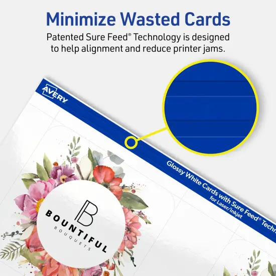 Avery Glossy White Square Cards, 3" x 3" Square Rounded Corners {4}