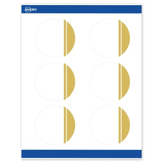 Avery Printable Round Labels, Gold Double-Dipped Edge, 3" Diameter, Matte White Round Labels, Permanent, Laser/Inkjet, 60ct, Great for Product Labels {1}