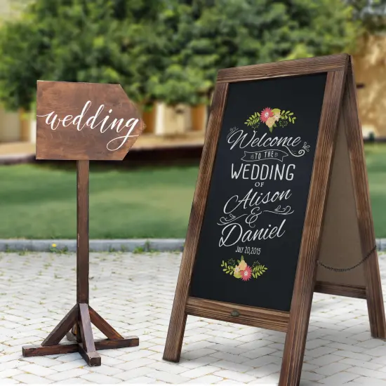 HBCY Creations Magnetic A-Frame Chalkboard Deluxe Set / 8 Chalk Markers + 10 Stencils + 2 Magnets Outdoor Sidewalk Chalkboard Sign / Large 48" x 24" {8}