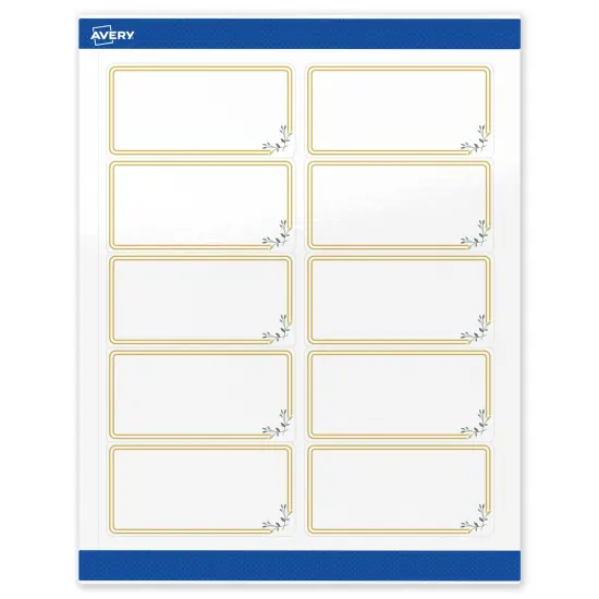 Avery Printable Rectangle Labels, Gold Double Border with Florals, 2" x 4", Glossy White Rectangle Labels, Permanent, Laser/Inkjet, 100ct, Great for Product Labels {1}