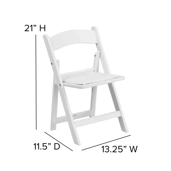 Emma and Oliver Kids Folding Chairs with Padded Seats | Set of 2 Resin Folding Chair with Vinyl Padded Seat for Kids White {4}