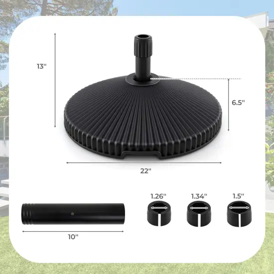 Black Metal Fillable Patio Umbrella Base Stand with Handle 22 inches {4}