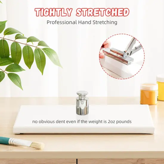 9 Sets Stretched Canvas for Painting, Multi Pack 5x7, 8x10, 11x14, Blank Artist Canvases Frame Board, 100% Cotton for Oil Acrylic Watercolor Paint, Acid-Free for Kids & Artists {4}