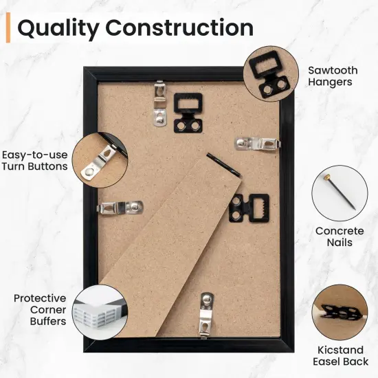 5x7 inch Picture Frame, 5x7 Photo Frames with 4x6 Removable Mat - High Definition Plexiglass - Vertical and Horizontal Display - Wall Hanging Frame - Black, 5 Pack {3}