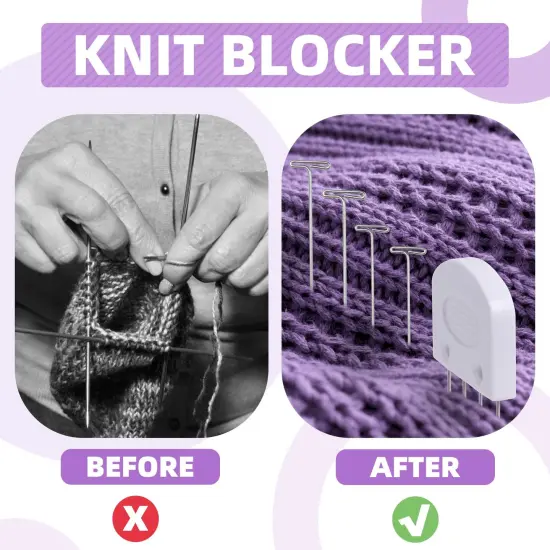 130 Pcs Knit Blockers Kits, Blocking Knit Combs Pins Set for Knitting, Knitting Tools Knitter Crochet, with Flexible Tape Measure Ruler, Silver T-Pins for Sewing Lace or Needlework Projects Device {4}