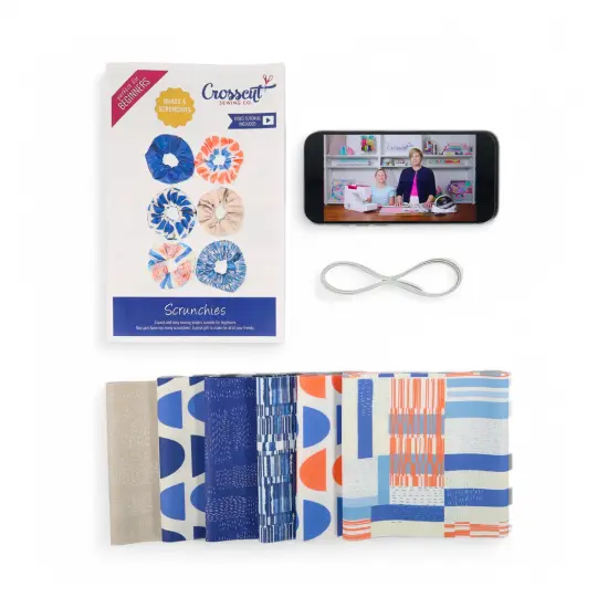 Crosscut Sewing Co.&reg; Scrunchie Sewing Project Kit for Beginners with Fabric, Instructions and Video Mod blue {5}